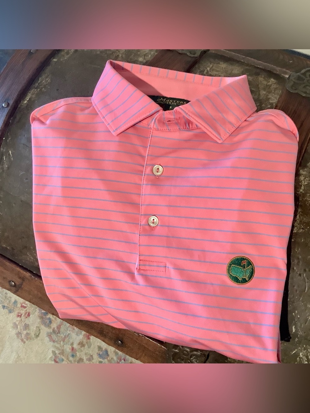 Rare Masters 1934 Augusta National Berckmans Place Coral Striped Polo Sz S